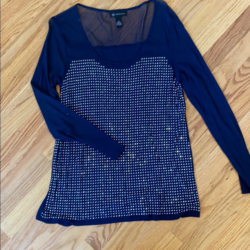 INC shirt with sheer upper portion and sleeves